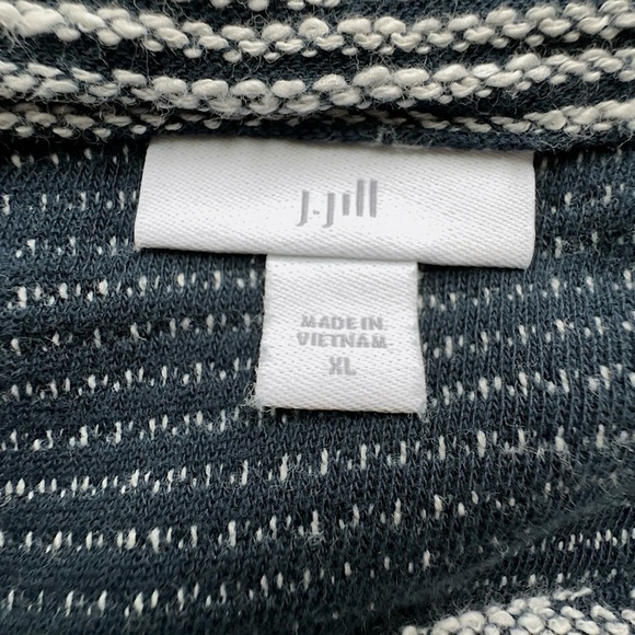 J JILL | NWOT NAVY BLUE & WHITE STRIPE COTTON TERRY TEXTURED TOP PUFF SLEEVES XL - Picture 9 of 9